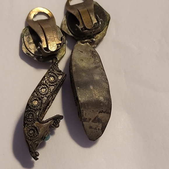 Vintage silver tone Persian Slipper clip on Earrings PRICE REDUCED!! - Picture 6 of 9